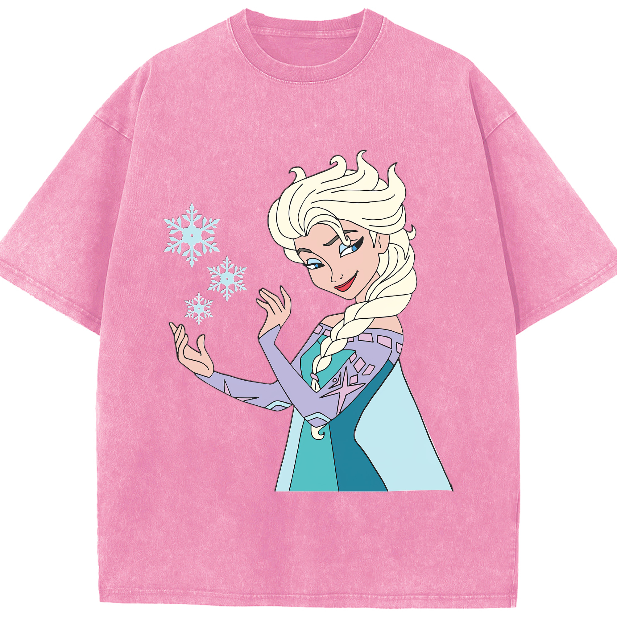 （画像用） アナと雪の女王 アンナ エルサ Frozen Anna Elsa 綿100% ヴィンテージ風 半袖Tシャツ（フロントプリント）